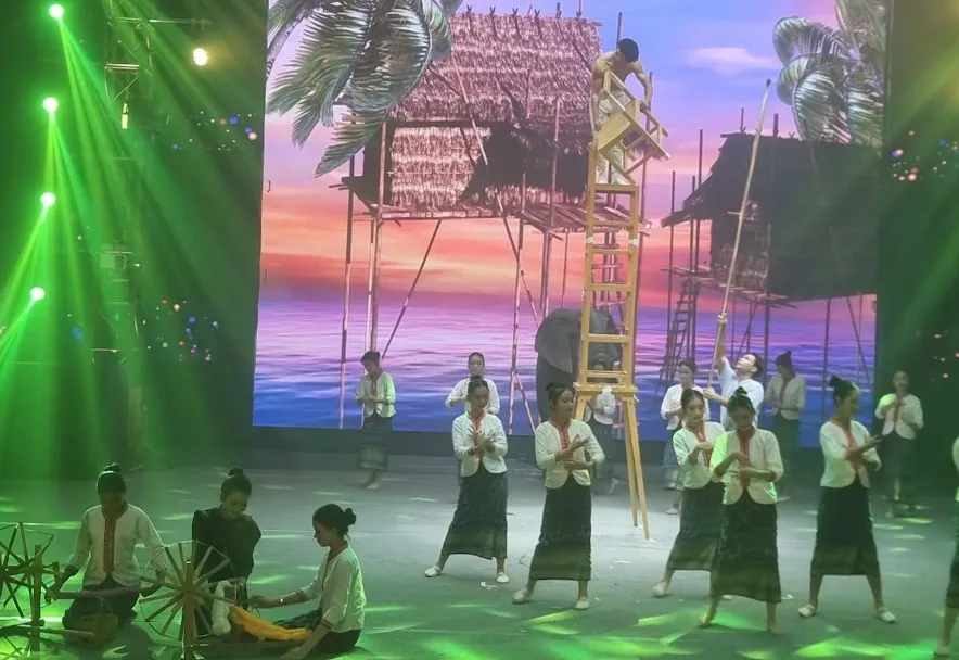 A scene of Lao village life on stage